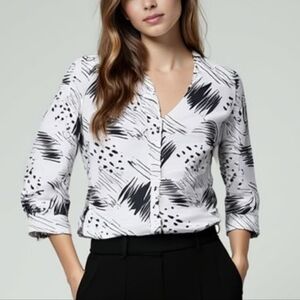 Creations Black and White Patterned Women's Top Size Large